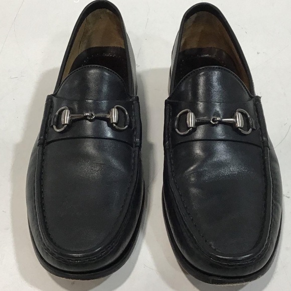 Men's Martin Dingman Addison Black Leather Horse Bit Loafers Size 10M - Picture 2 of 12